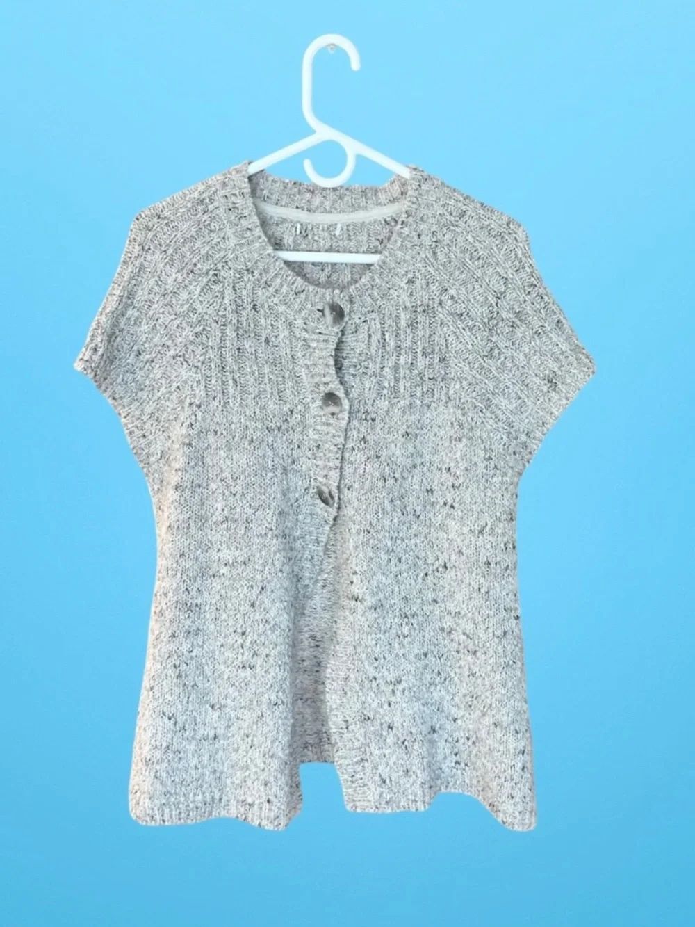 Women's Lightweight Knit Raglan Sleeve Vest-Cardigan Brown/Tan /Cream Large - Picture 7 of 8